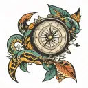arrow snake compass tattoo design idea