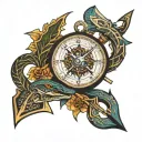 arrow snake compass tattoo design idea