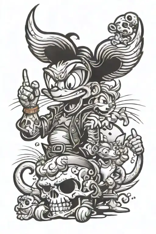 90's cartoon characters tattoo design idea