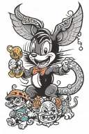 90's cartoon characters tattoo design idea