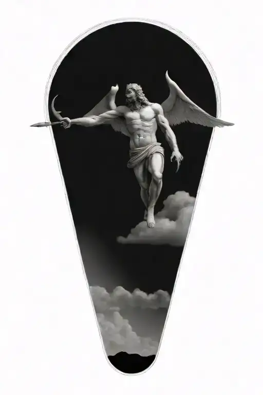 Heaven and earth judgement tattoo with last judgement by God tattoo design idea