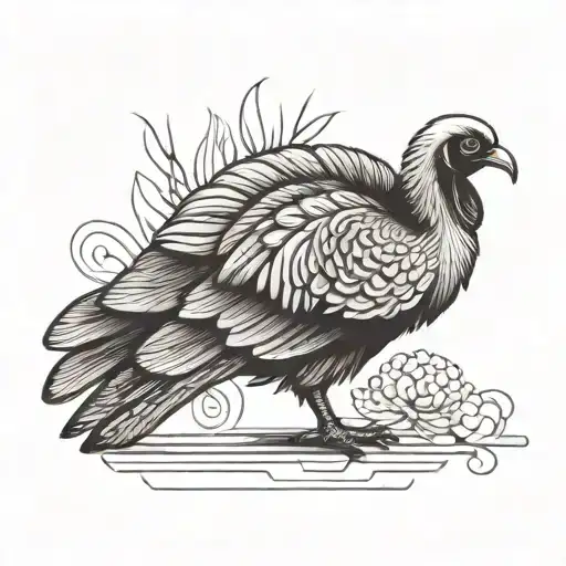 animal mix of a turkey and a sheep in art deco style tattoo design idea