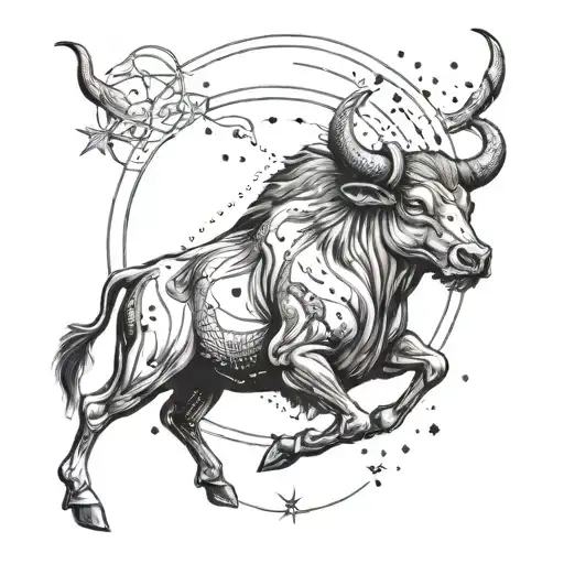 taurus sagatarius cancer constellation tattoo design idea