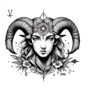Create a black and white simpleton yet beautiful Aries and Virgo combined tattoo on the form of a flash sheet  tattoo design idea