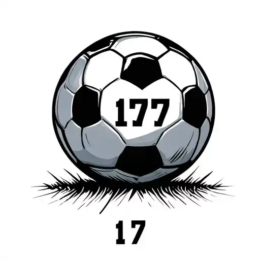 Soccer ball soccer shirt with number 17 tattoo design idea