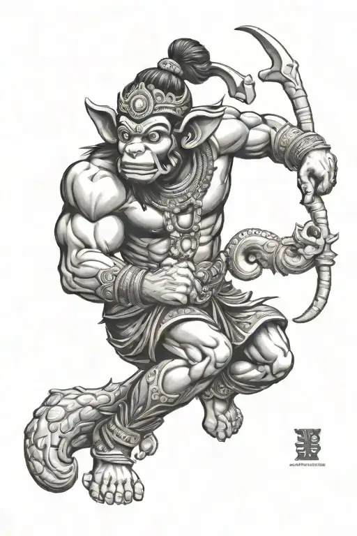 Cambodian Hanuman ox tattoo design idea