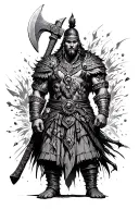Ałowian warrior with an ax with elements of Swarogs etc. But there is to be a black and white picture tattoo design idea