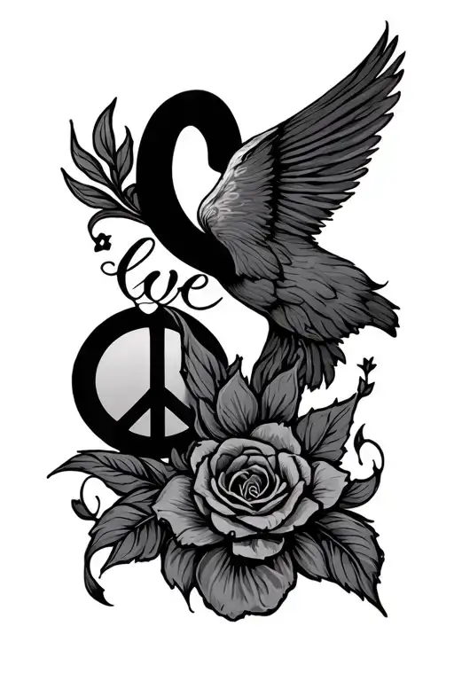 peace love and prosperity tattoo design idea
