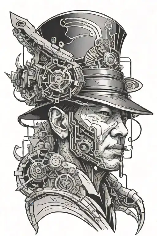 jiangshi cyberpunk tattoo design idea