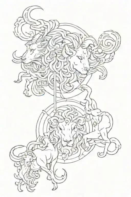 leo & aries tattoo design idea