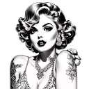 Black Pin Up Girl tattoo design idea