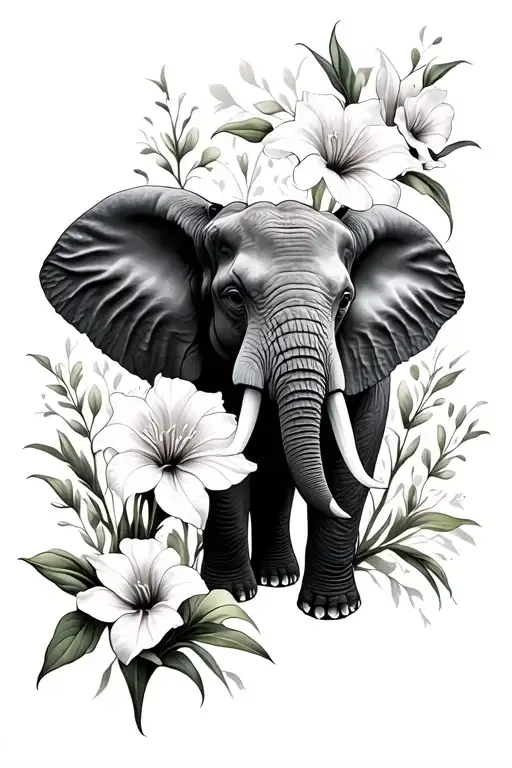 Elephant – to honour my grandma, who loved elephants. It represents memory, strength, and wisdom.	•	Gladiolus & Cosmos  tattoo design idea
