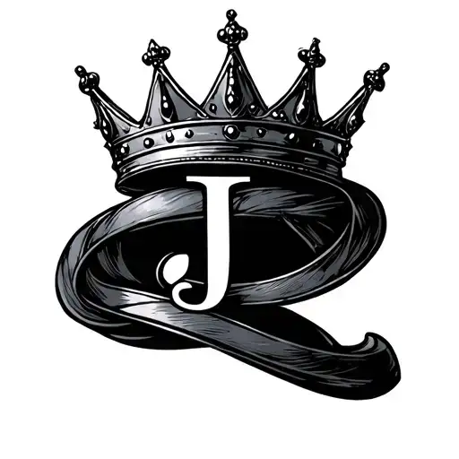 crown incorporated with the letter j tattoo design idea