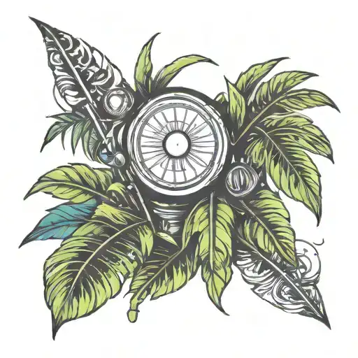 dying palm frond flashing headlights  tattoo design idea