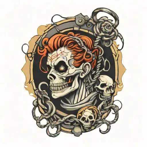 evil syring and noose tattoo design idea