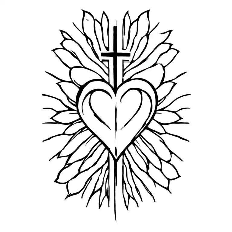 cross, heart hope tattoo design idea