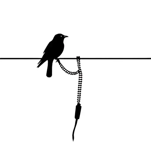silhouet of a swallow with long tail sitting on a telephone wire tattoo design idea
