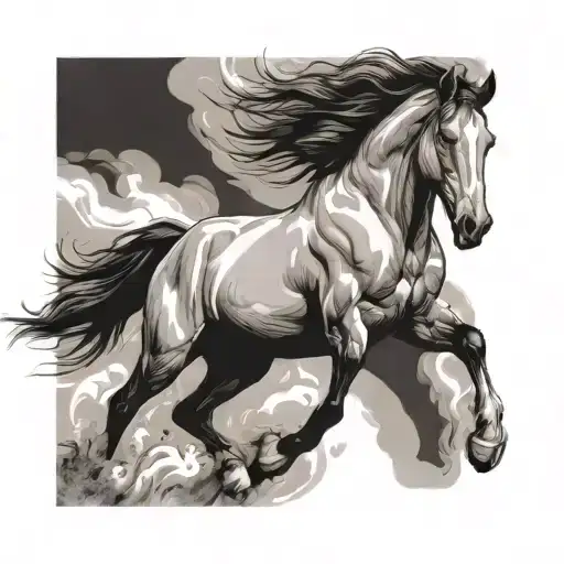 horse running tattoo design idea