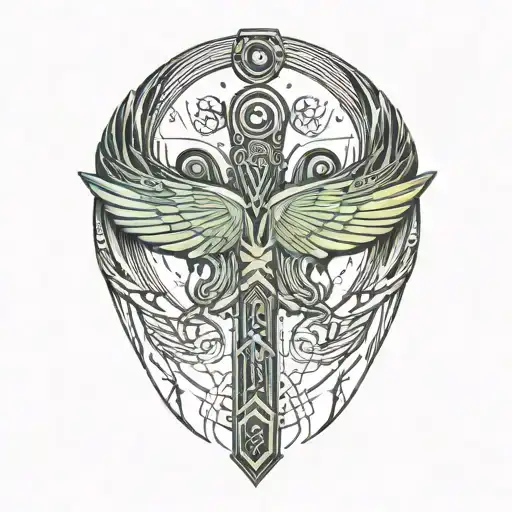 ankh wings tattoo design idea