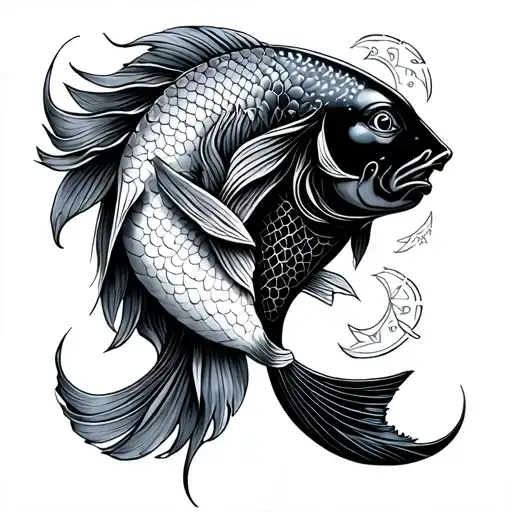 Pisces and Virgo zodiac signs combined together tattoo design idea