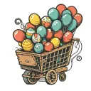 Shopping cart with balloons tied to it  tattoo design idea