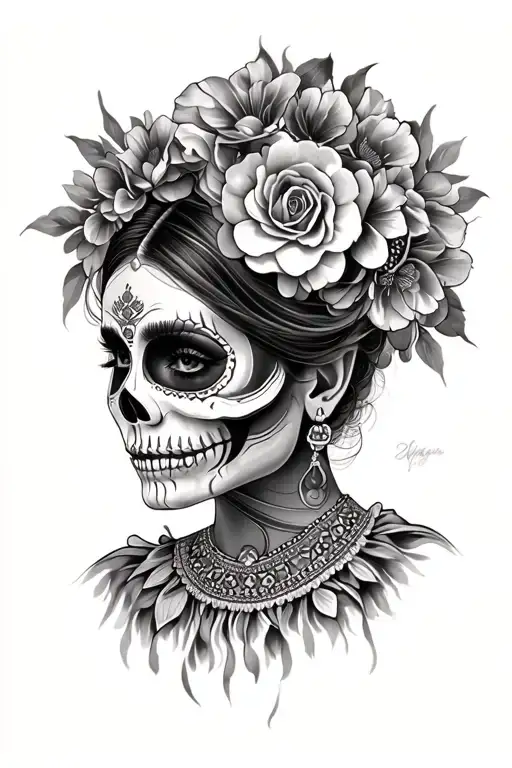 Mexican Catrina tattoo design idea