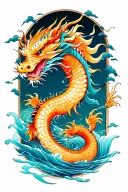 traditional japanese dragon in water tattoo design idea