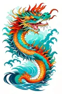 traditional japanese dragon in water tattoo design idea