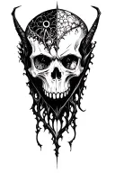 occultism symbologies demonic full black creapy no skull hollow  tattoo design idea
