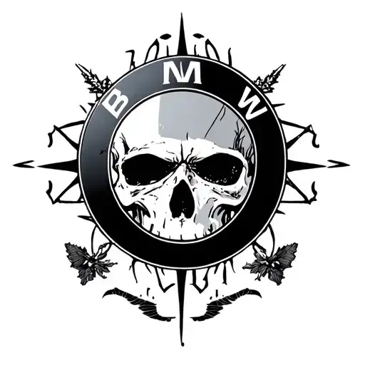 black magic symbols death , bmw themed, eastern european winters  tattoo design idea