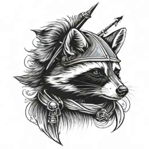 raccoon Robin hood tattoo design idea