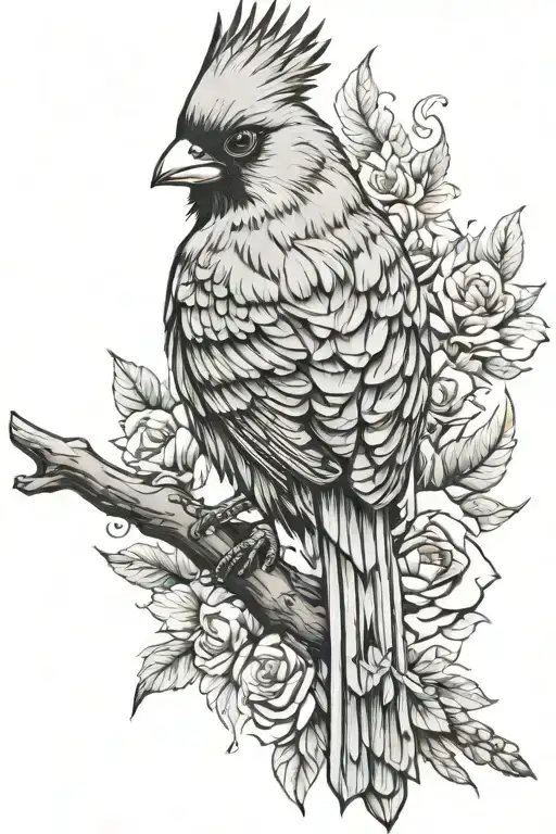 cardinal hawk mantling tattoo design idea