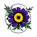 symbol with cosmos flower intertwined tattoo design idea