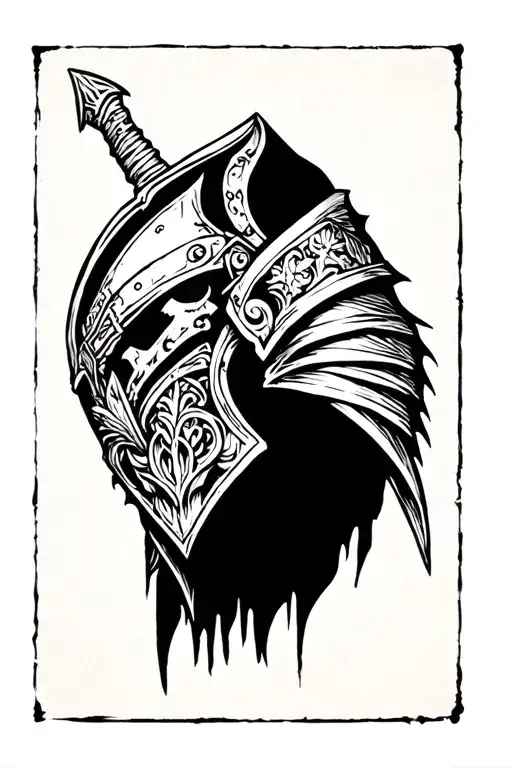 Knight tattoo fore arm 4cmx15cm gothic theme  tattoo design idea