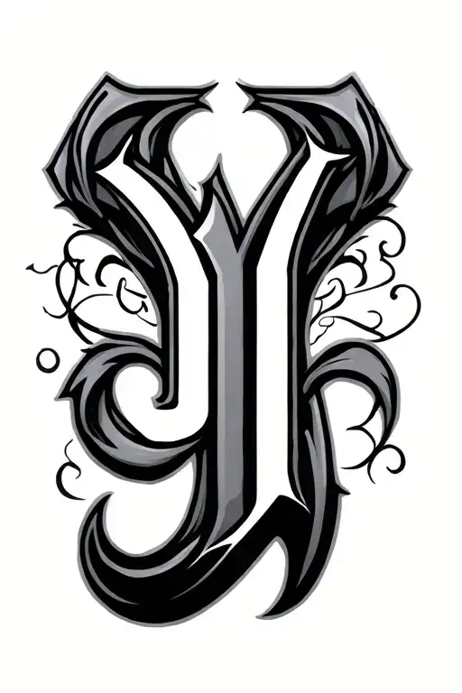 J Y letters forming tattoo design idea