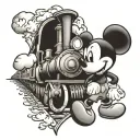 train and mickey mouse tattoo design idea