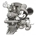 train and mickey mouse tattoo design idea