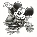 train and mickey mouse tattoo design idea