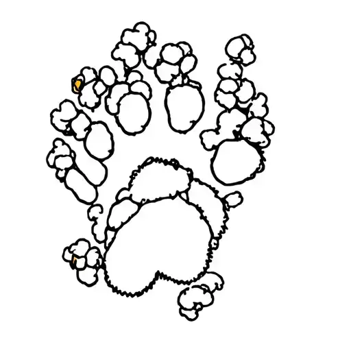 a dog's paw made of popcorn in fine lines tattoo design idea