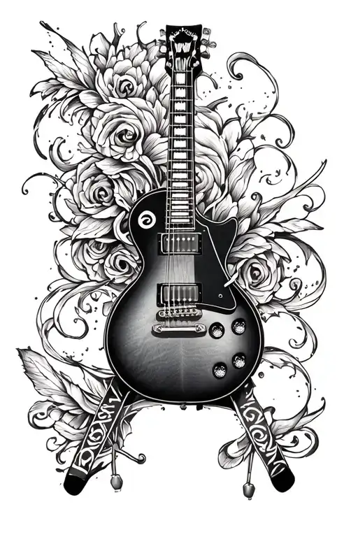 gibson les paul rock guitar tattoo design idea