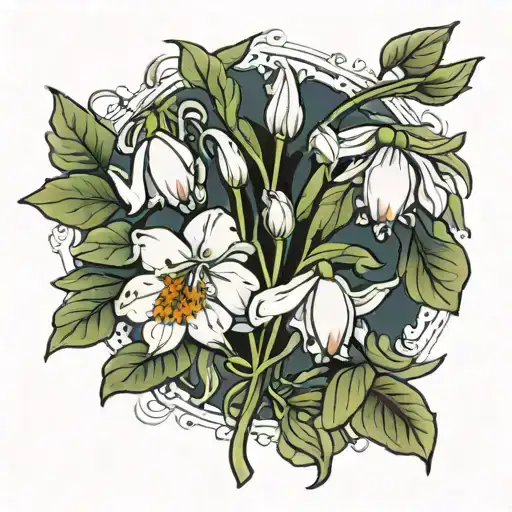 snowdrop flower and peony flowers tattoo design idea