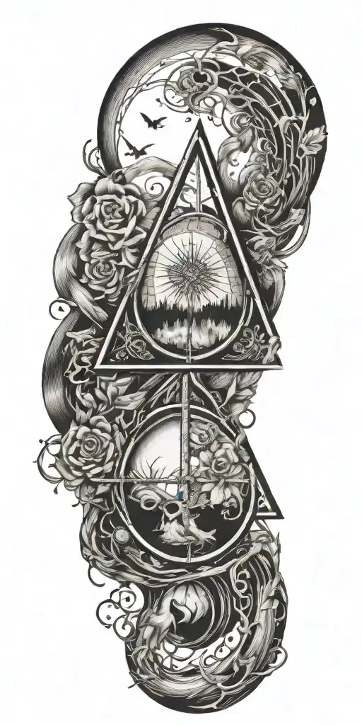 Harry Potter and the Deathly Hallows symbol incorporated tattoo design idea