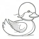 simple rubber duck wearing motorcycle helmet tattoo design idea