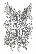 3 daughters initials and 2 granddaughters initial simple tattoo design idea