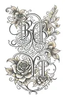 3 daughters initials and 2 granddaughters initial simple tattoo design idea