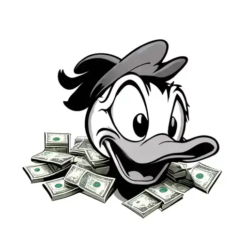 create a Donald Duck image with money tattoo design idea