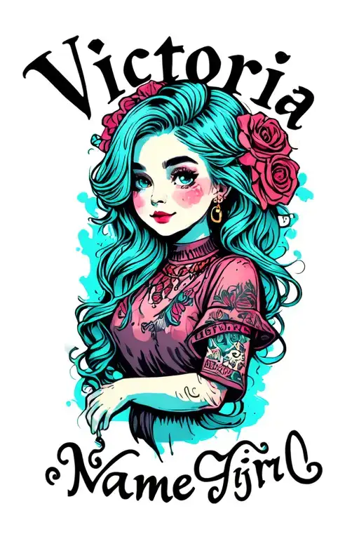 Victoria Name Girl tattoo design idea