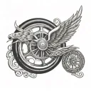 wheel and wings tattoo design idea