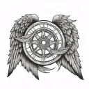 wheel and wings tattoo design idea
