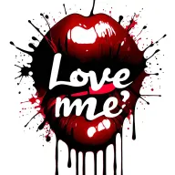 the words love me with a question mark in girly font and dripping blood  tattoo design idea